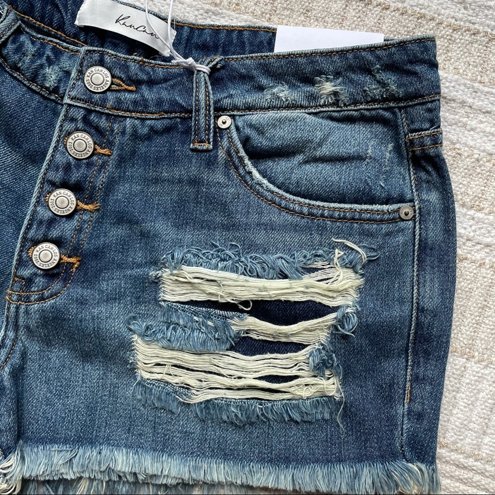 KanCan Button Fly Distressed Shorts - Picture 3 of 8